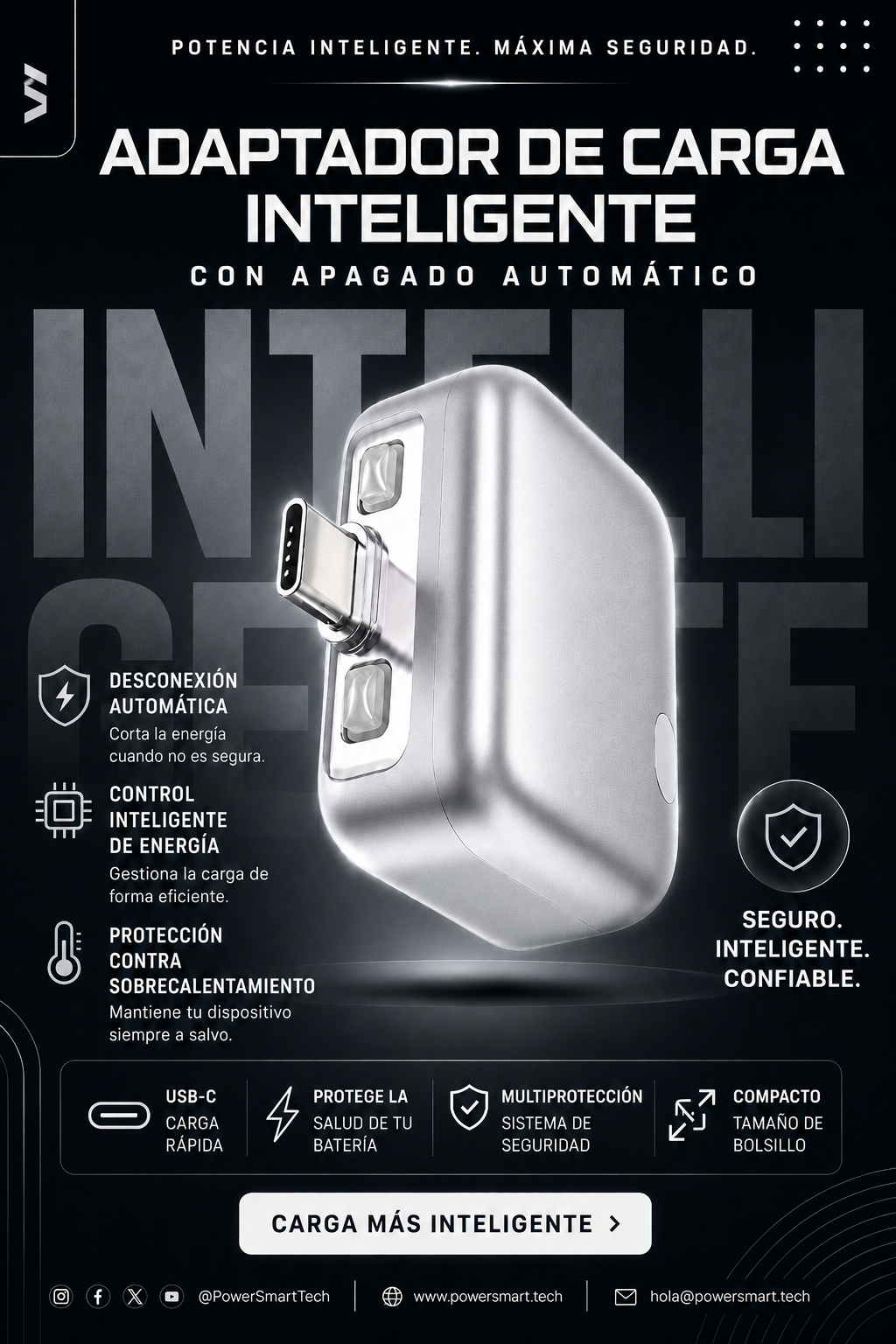 Adaptador de Carga Inteligente con Desconexión Automática (USB-C)